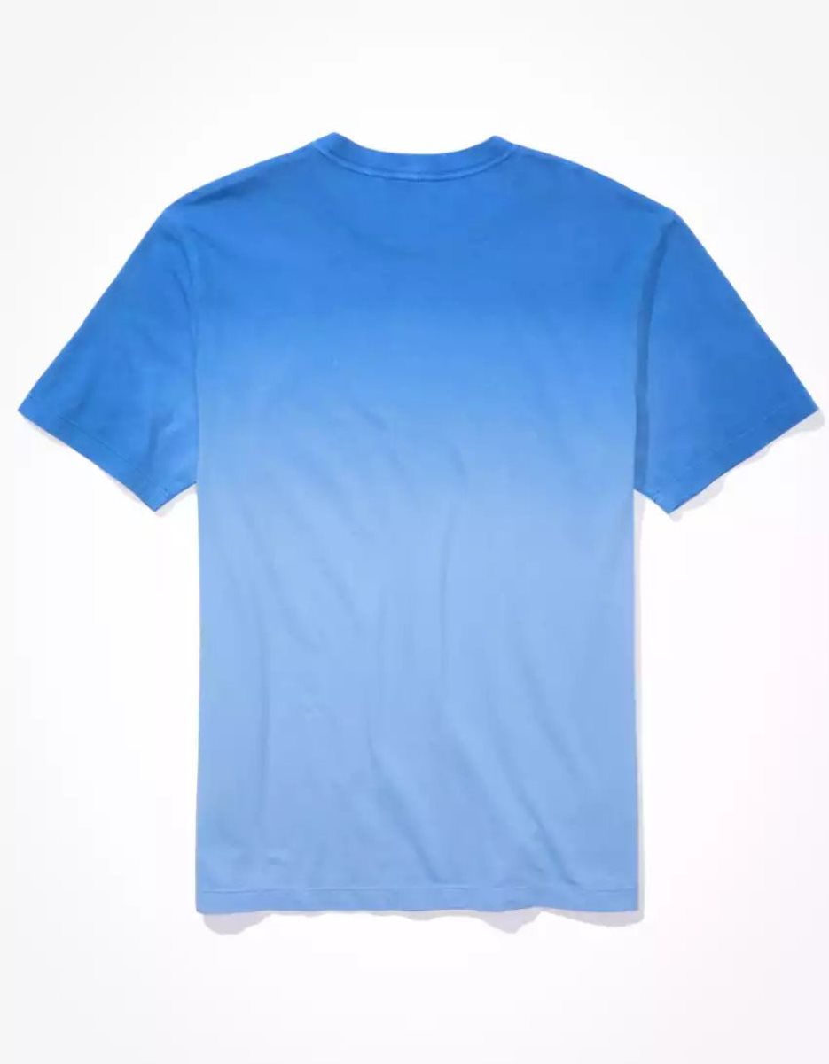 T Shirts American Eagle AE Super Soft Legend Dip-Dye Bleu Homme | XGF-86273615